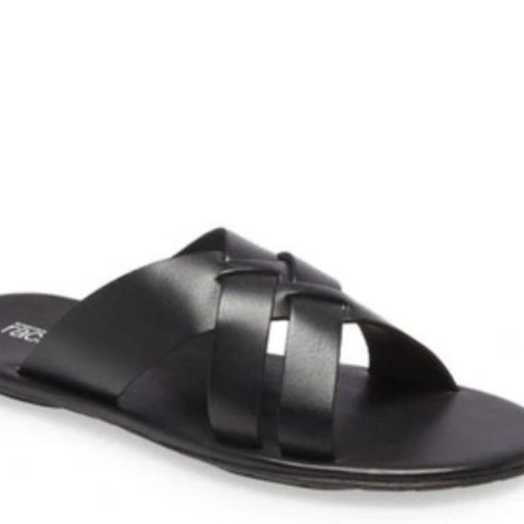 NWOT NORDSTROM Porter Cross‎ Strap Slide Genuine Leather Sandal In Black (10) - Picture 12 of 13